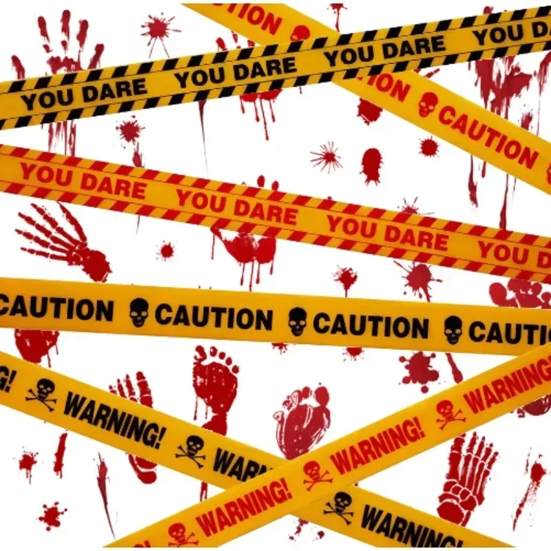 Halloween Warning Tape Safety Signs Caution Fright Crime Scene Tape Orange Yellow Red Caution Party Horror Scene Decor Supplies