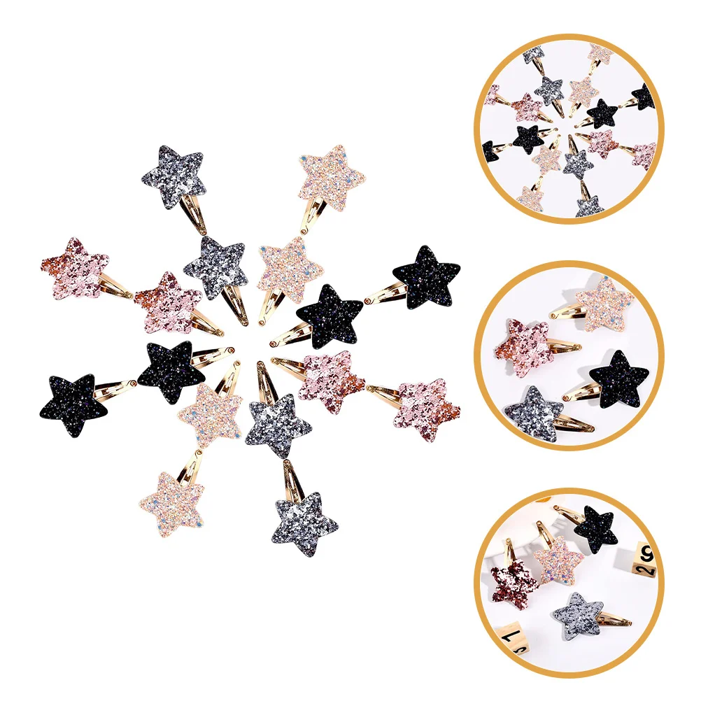 

16pcs Star Clips Metal Snap Barrettes For Women Thin Hair Star Hair Accessories Decorative Hairpins For Daily Styling
