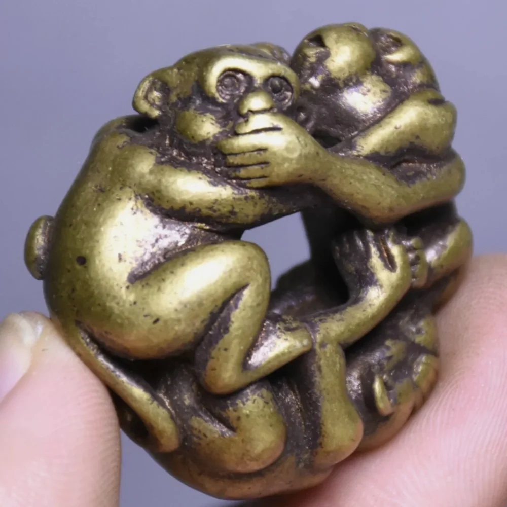 4CM Old China Bronze Fengshui Exorcize 12 Zodiac Year Monkey Amulet statue