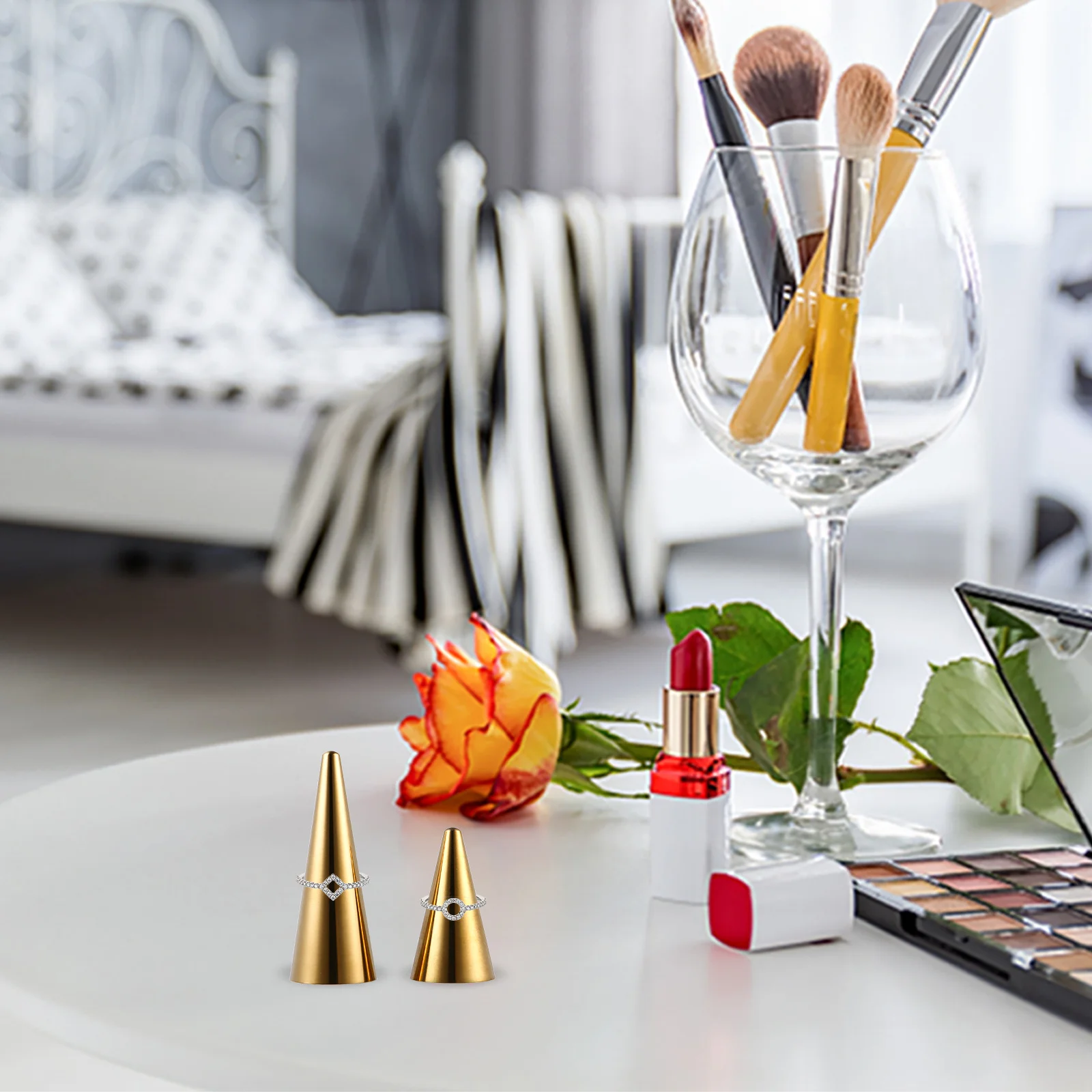 

2 шт., металлический держатель для конуса для хранения колец, скандинавский стиль, подставка для ювелирных изделий премиум-класса, современный домашний декор