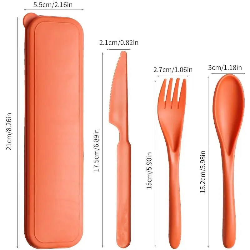 [Wheat Straw Reusable Cutlery Set With Knife Fork Spoon And Storage Case Perfect For Office Lunch Outdoor Camping Picnic Travel