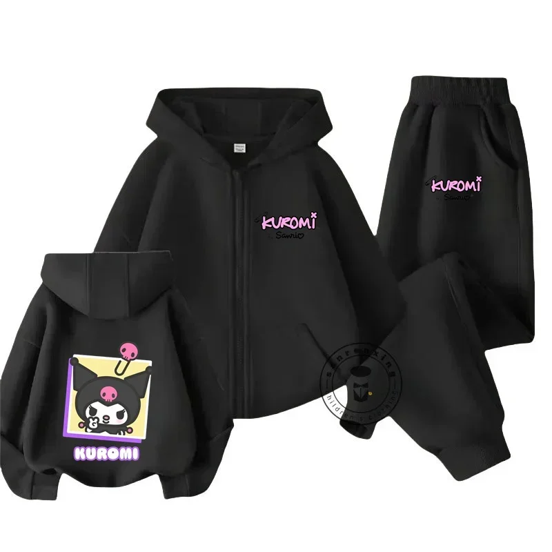 kuromi Casual Funny Tracksuit Boys Kuromi Hoodies Kids Hoodies Long Pants 2Pcs Sets Kids Sweater Clothing