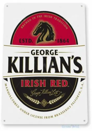 KILLIANS IRISH RED BEER TIN SIGN 11X8  BREWING BREWERY GEORGE TRADITION PUB BAR