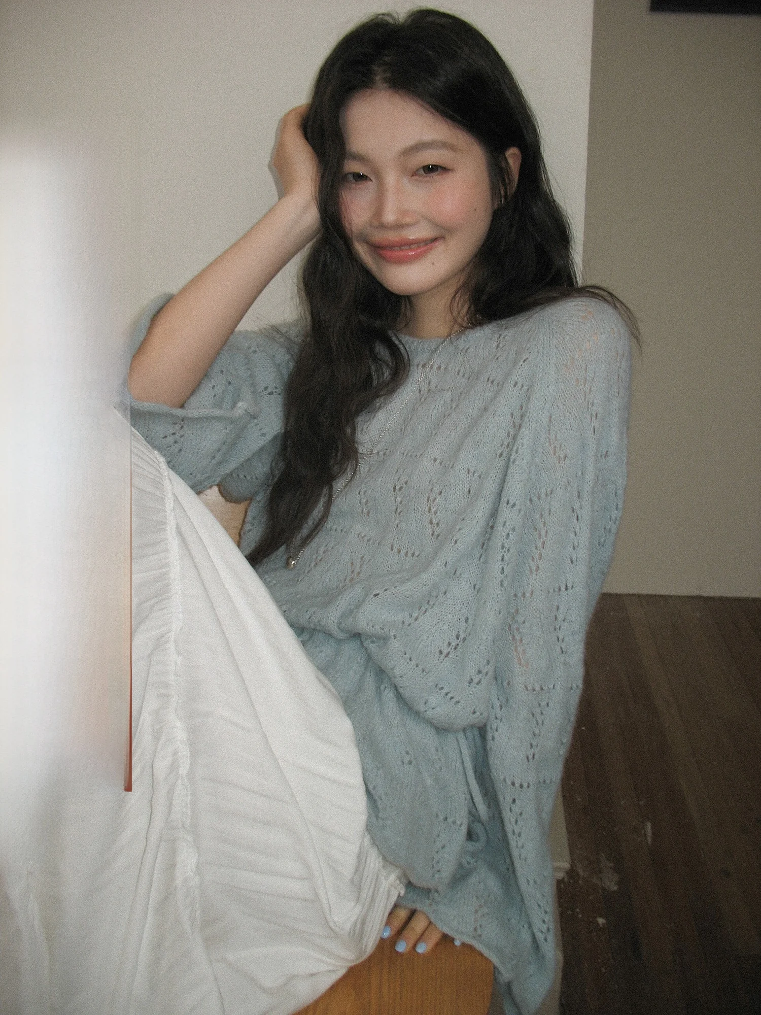 

Повседневный шерстяной вязаный свитер с ажурной текстурой и дизайном в виде веток, женский свободный топ с длинными рукавами