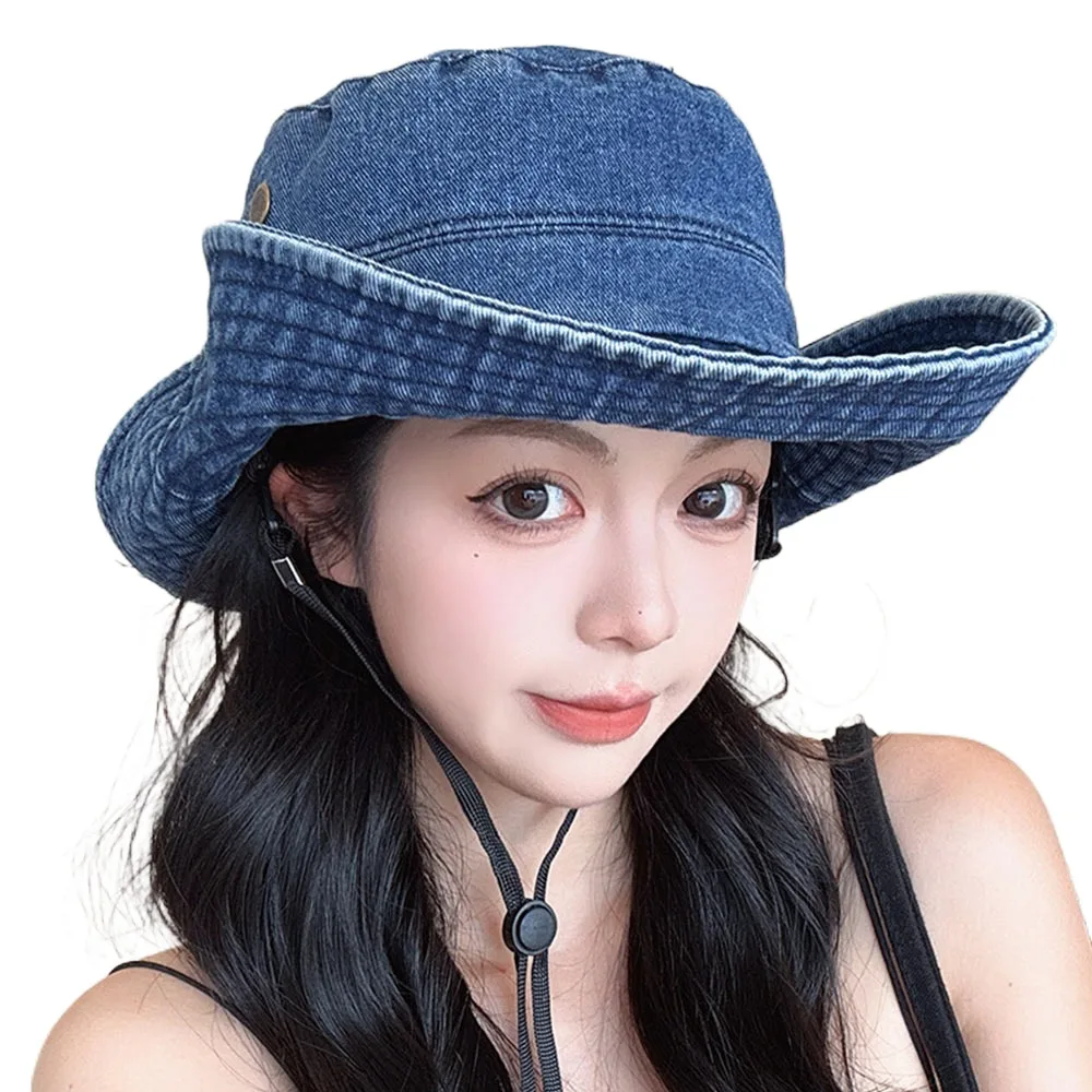 Cappello da pescatore estivo da cowboy occidentale Cappello da sole anti-UV a tesa larga Protezione solare traspirante Cappellini da alpinismo Escursione in campeggio