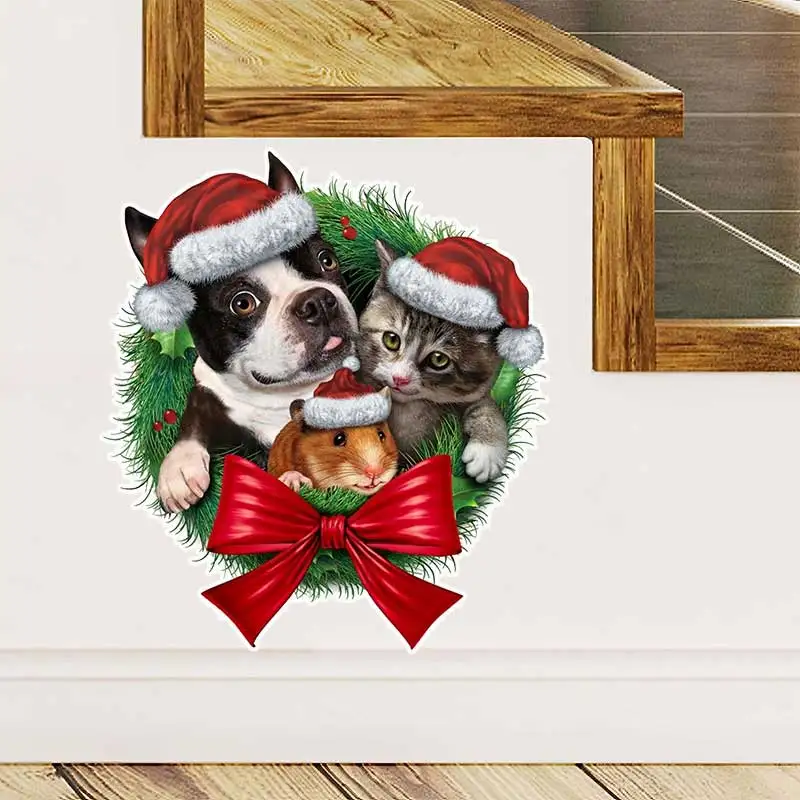 Cute Christmas Cat Hamster PVC Waterproof Wall Stickers for Cabinet Toilet Seat Car - Decorative Adhesive Wall Decals AA36