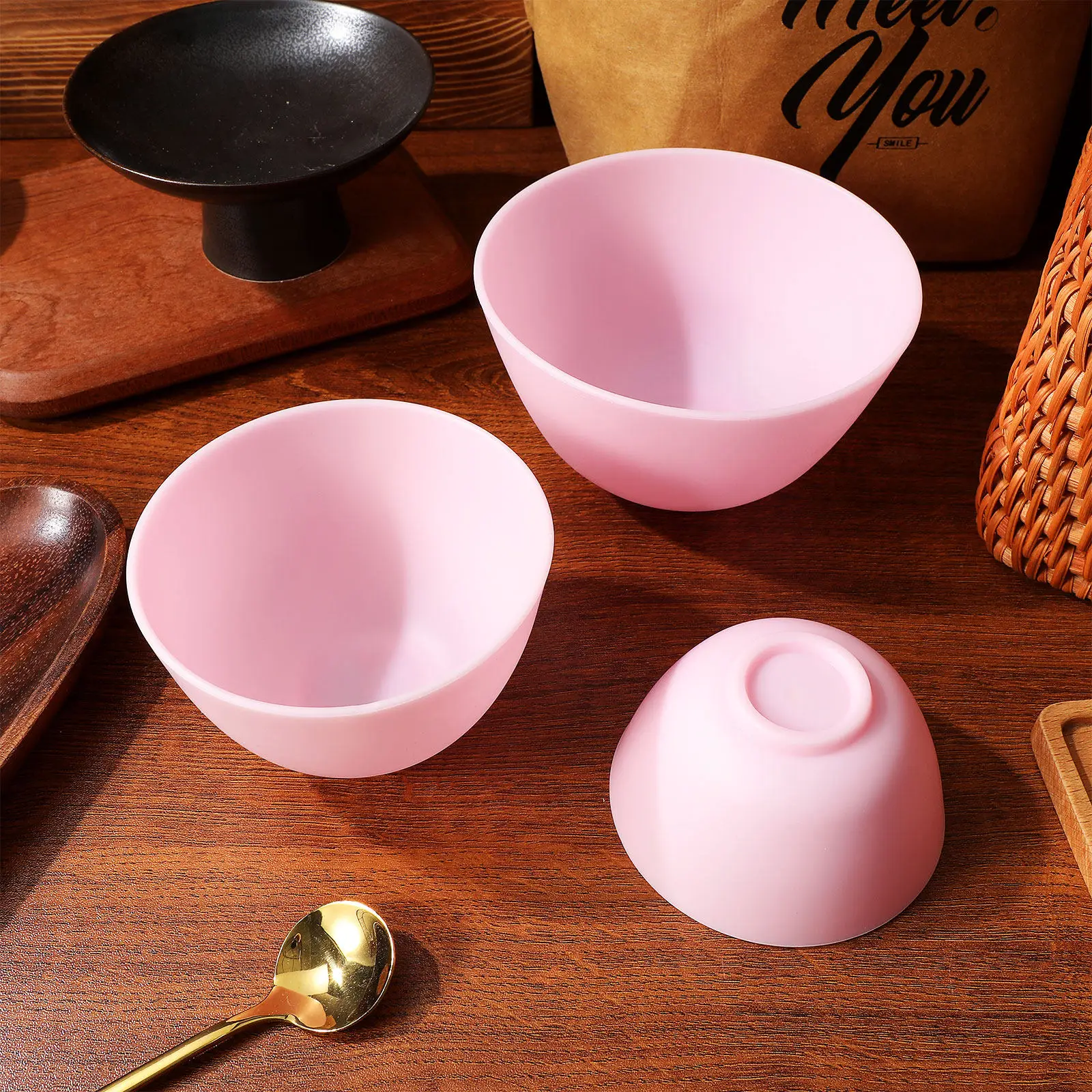 Kunststoff Gesichtsmasken-Mischschüssel 3-teiliges Set DIY Schönheitswerkzeug Anti-Rutsch Make-up-Schüssel für Hautpflege Universell Einsetzbar