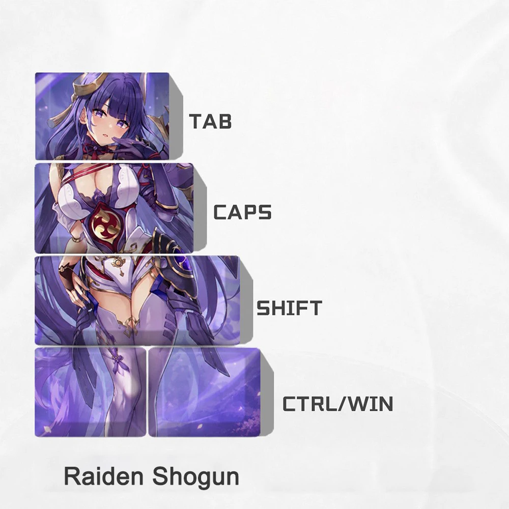 5 Keys/set Genshin Impact‌ Key Caps Tab CapsLK Shift Ctrl Win Keycaps Cherry Profile PBT Dye Subbed Anime Cartoon Gaming Keycap