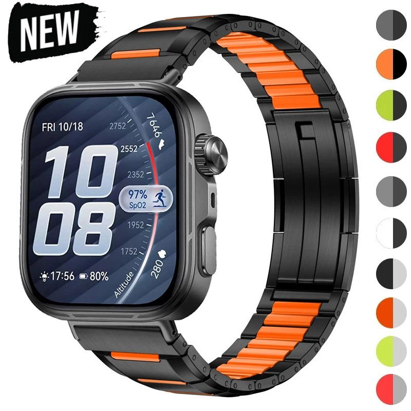 Luxuriöses Edelstahl-Armband für Huawei Watch Fit 5 Pro 4 Pro 22mm Metall-Silikon-Armband für Huawei Watch Fit 5 4 3