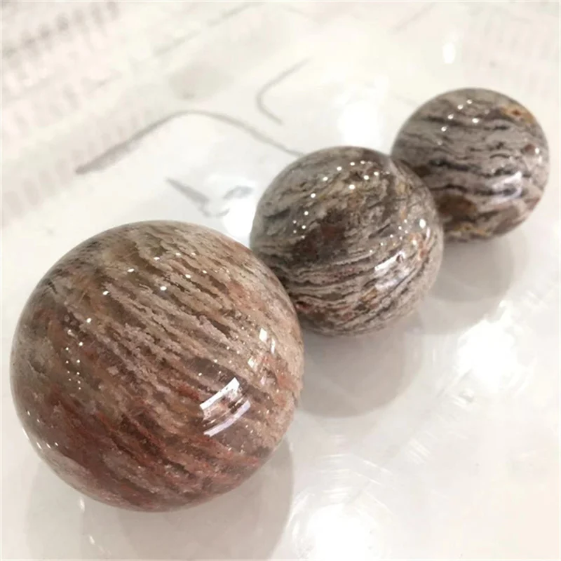 Natural quartz sphere natural phantom ghost quartz healing crystals ball for decoration