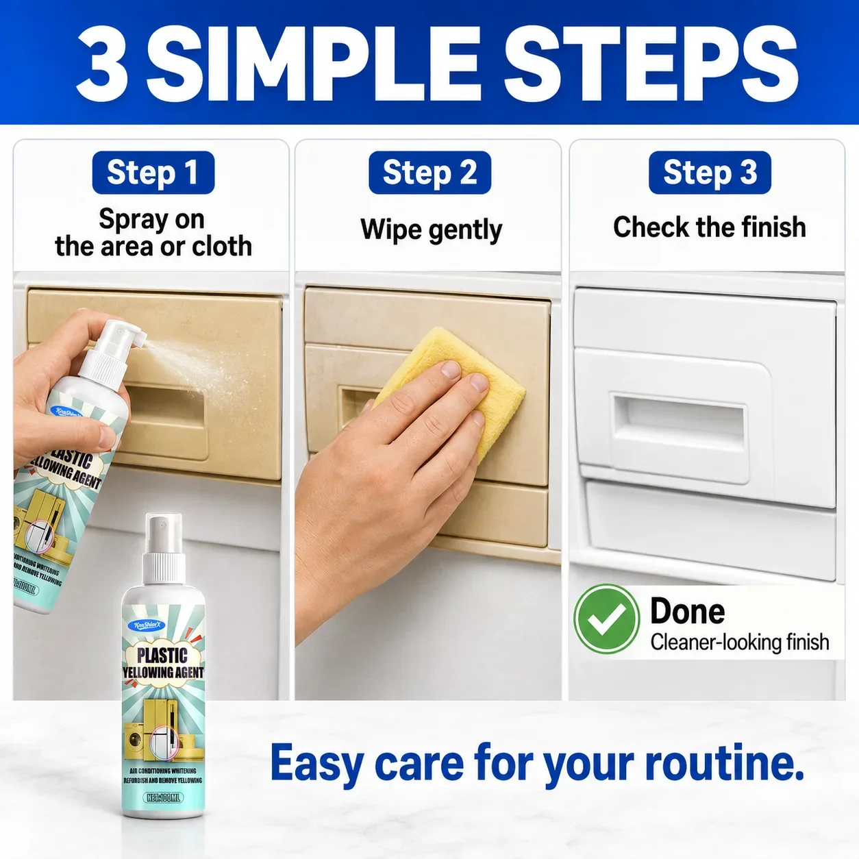 Refinish Plastics Spray - Restore Color & Remove Yellowing - Smooth Finish for Yellow-Stained Plastic