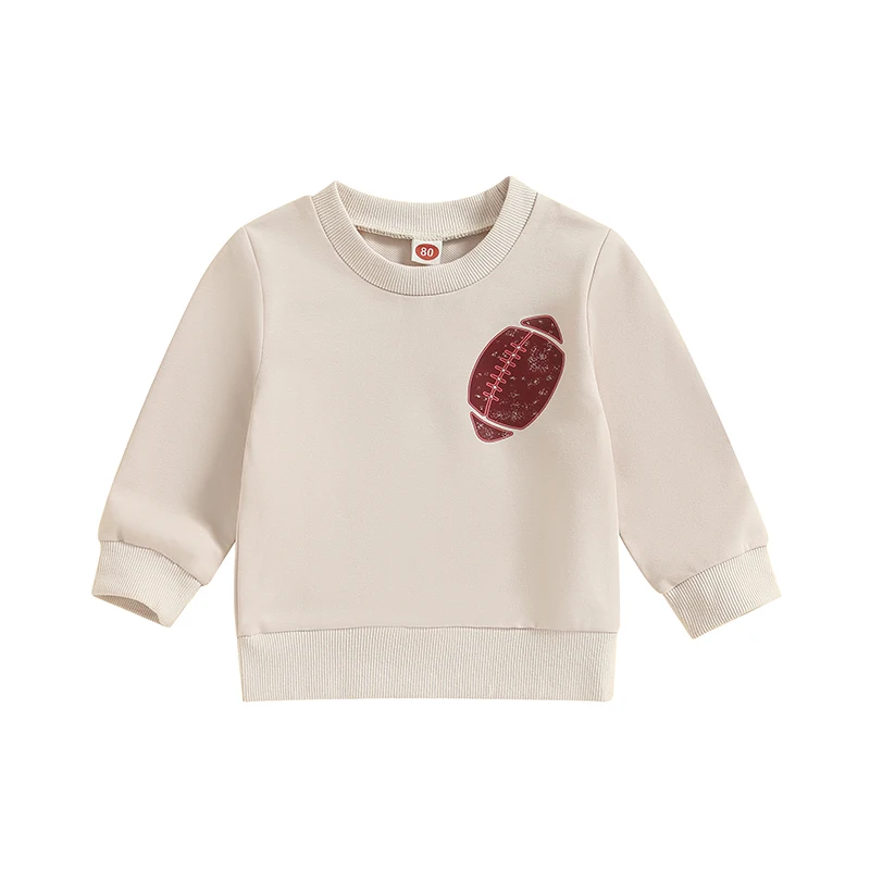 

Toddler Boys Girls Sweatshirts Long Sleeve Round Neck Football Print Tops Fall Baby Clothes