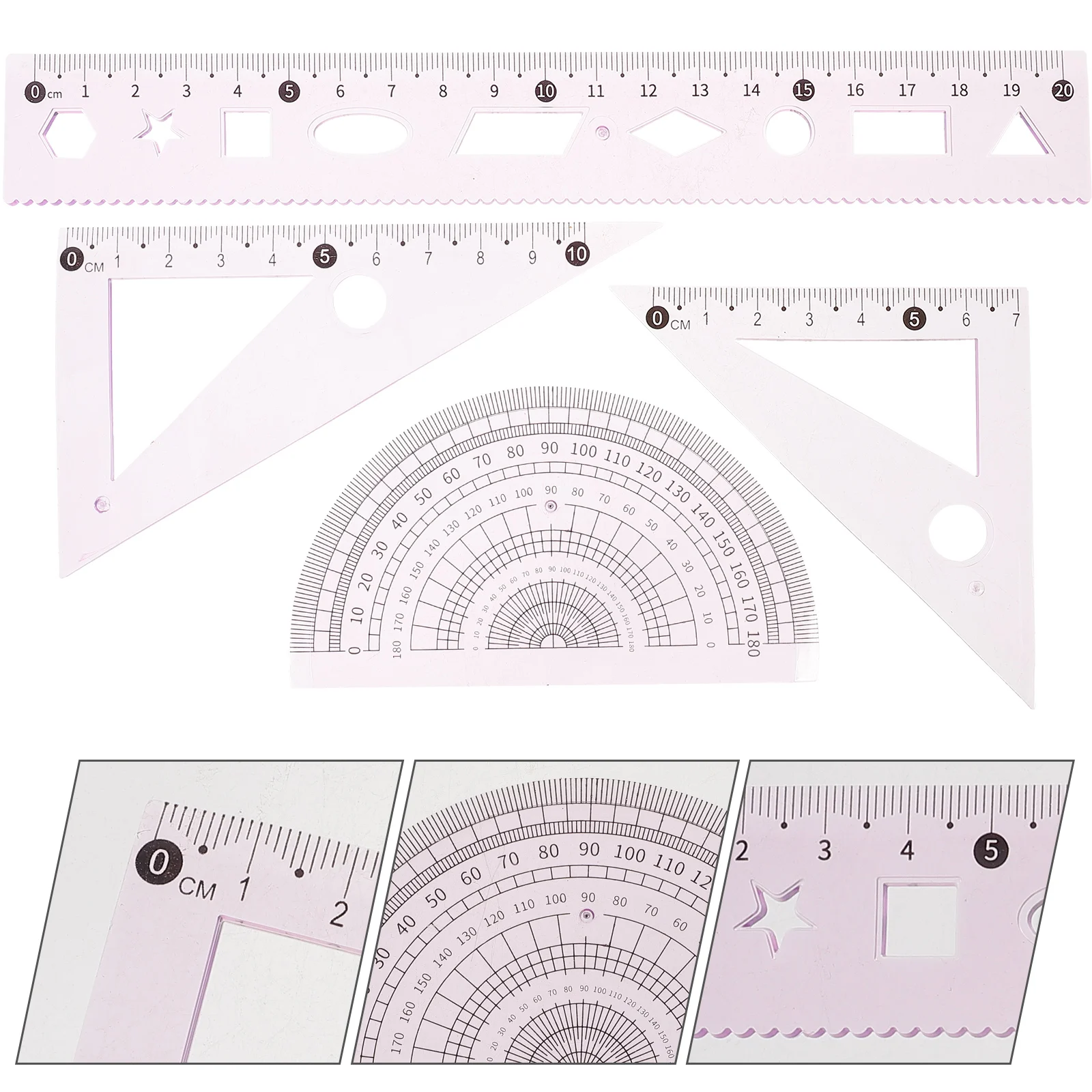 3 set 3 Sets Math Ruler Measuring Geometry Protractor Tool School Office Supply Lightweight Drawing Stationery Students