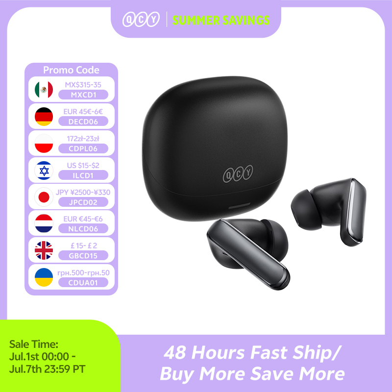  QCY HT21 Wireless Earphones Melobuds N65 -60dB AI Adaptive ANC Earbuds Bluetooth 6.0 LDAC Hi-Res Audio 8 Mics 50Hrs Headset