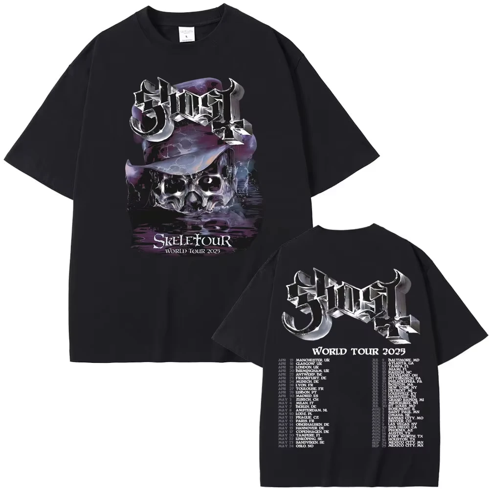 

Band Ghost Skeletour World Tour Графическая футболка Мужская одежда Harajuku Готическая ретро женская футболка Повседневная уютная футболка большого размера