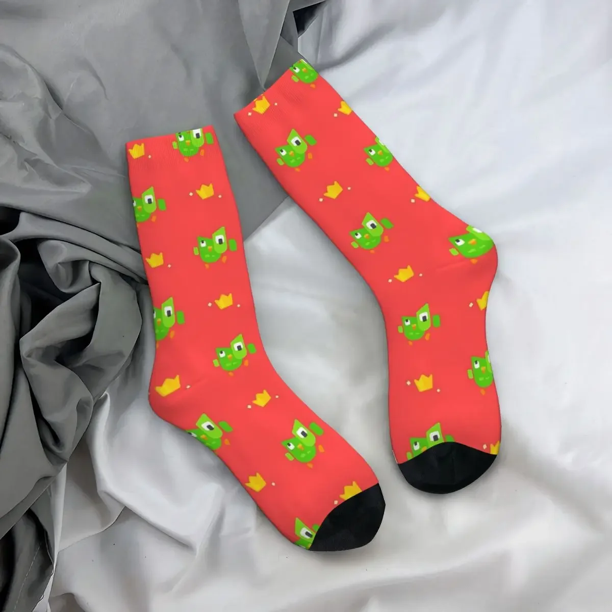 

Носки All Seasons Crew Stockings Duolingo Owl Duo, длинные носки в стиле хип-хоп для мужчин и женщин, подарки на День святого Валентина