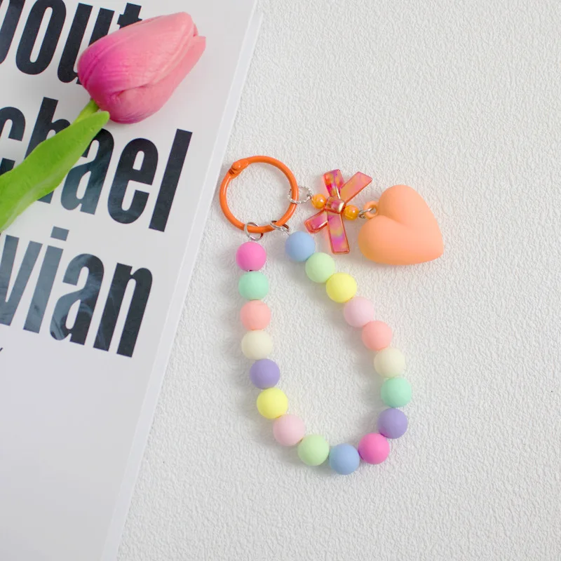 10pcs/set Keychain Red Heart Keyring Y2K Accessories Cloud Key Chain Colored Beads Keychains Pendant Women Boho Jewelry Gift