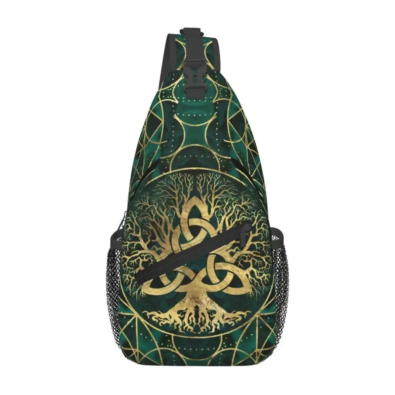 Custom Tree Of Life With Triquetra Vikings Crossbody Sling Backpack Men Custom Shoulder Chest Bag for Traveling Daypack