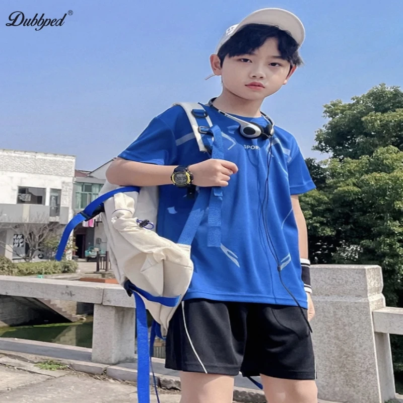 Dubbped Kids Running Clothes Sets Boys Football Jersey Short Sleeve Children Sports Training Uniforms Soccer Jerseys Night run