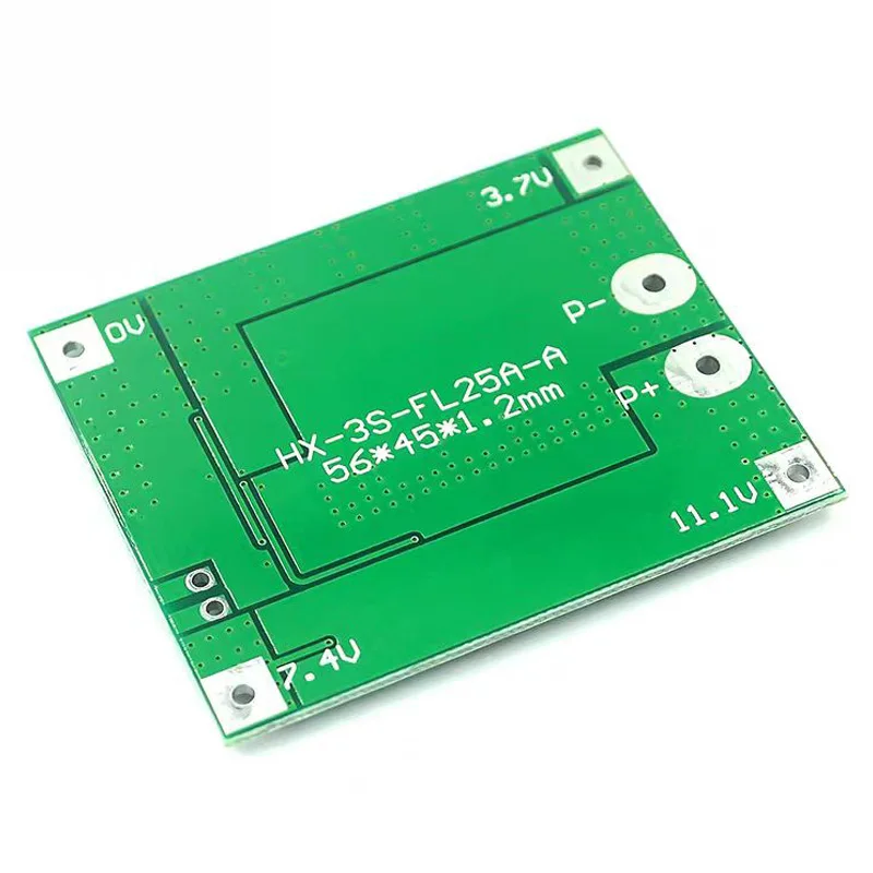 3 series 12V18650 lithium battery board 11.1V 12.6V with equalization 25A overcurrent overcharge overdischarge protection