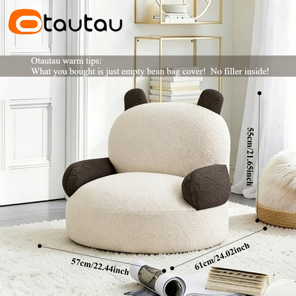 OTAUTAU Children Small Soft Faux Fleece Bean Bag Cover Bear Pouf Beanbag Cover SF637【No Filler!Please Buy Filler Yourself!】 view 3