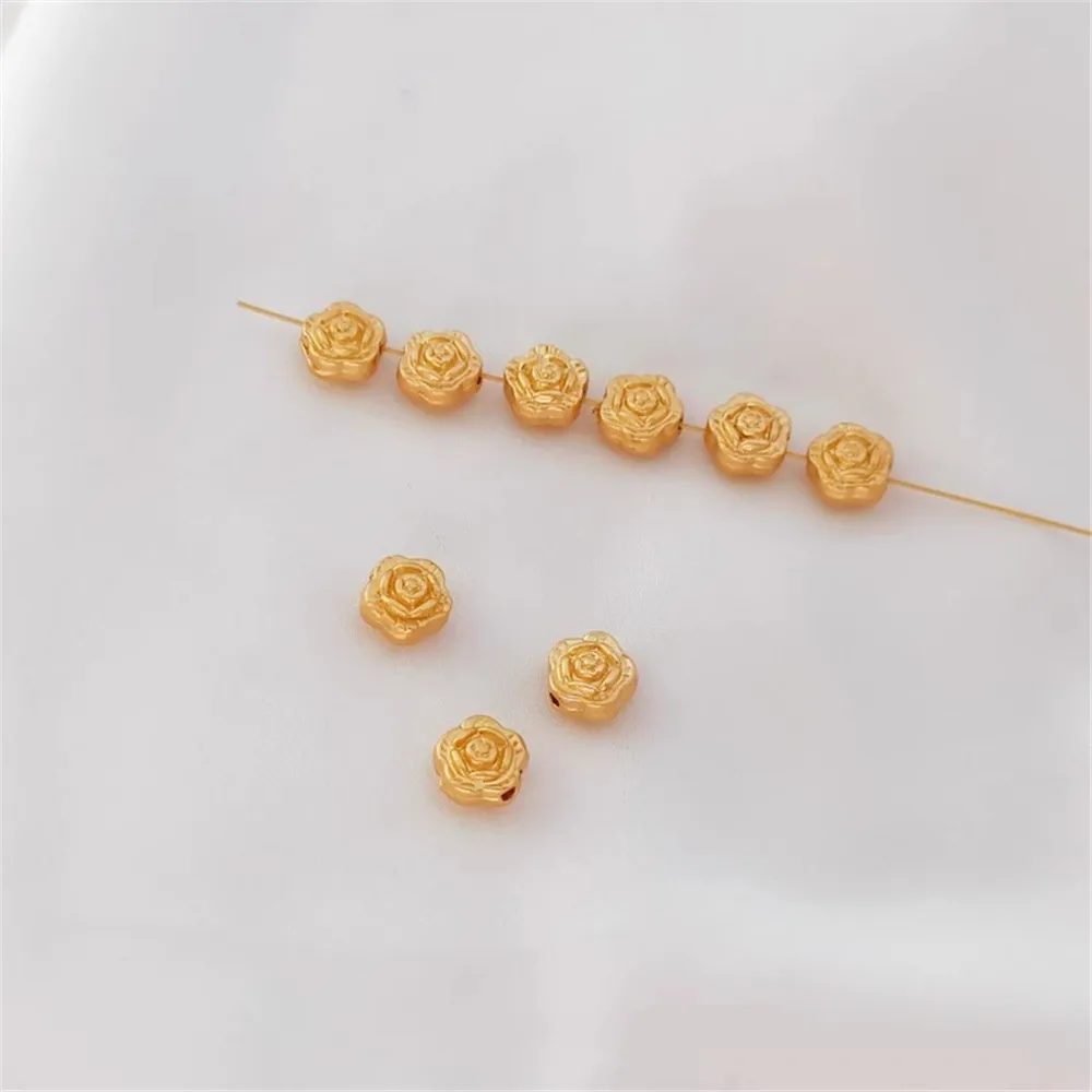 Gold-plated Accessories Gold Matte Gold Double-sided Flower Straight Hole Beads Spacer Beads Loose Beads DIY Handmade Jewelry