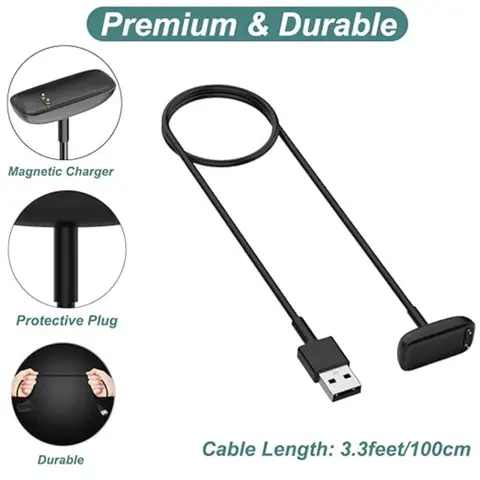Ładowarka USB do Fitbit Charge 6/ Fitbit Charge 5/ Fitbit Luxe, kabel ładujący do smartwatcha, zamienna ładowarka, długość 1 metr (3.3 stopy)