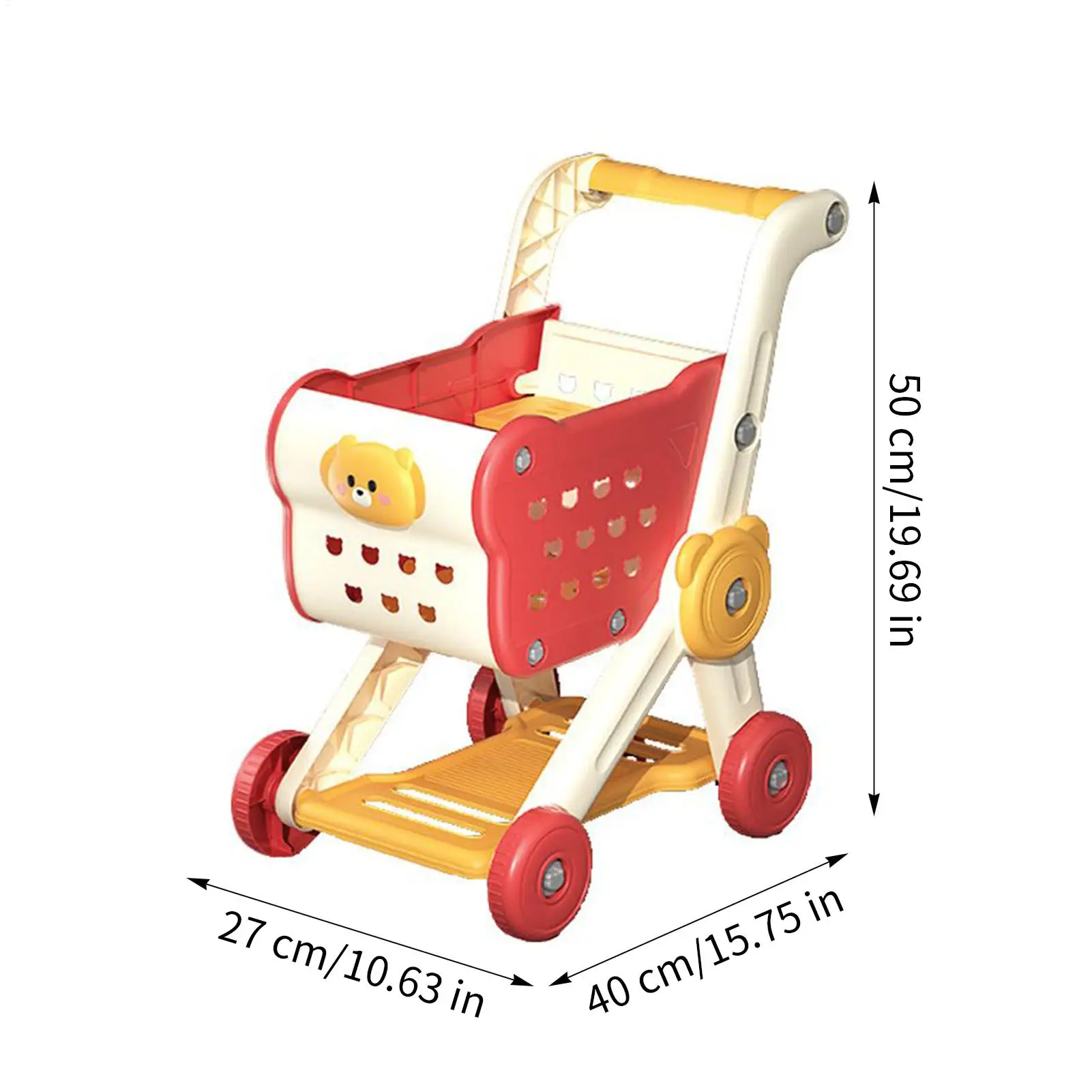Kids Shopping Cart Pretend Play Toy Shopping Basket Set With Food Accessories Interactive Grocery Store Games for Toddler