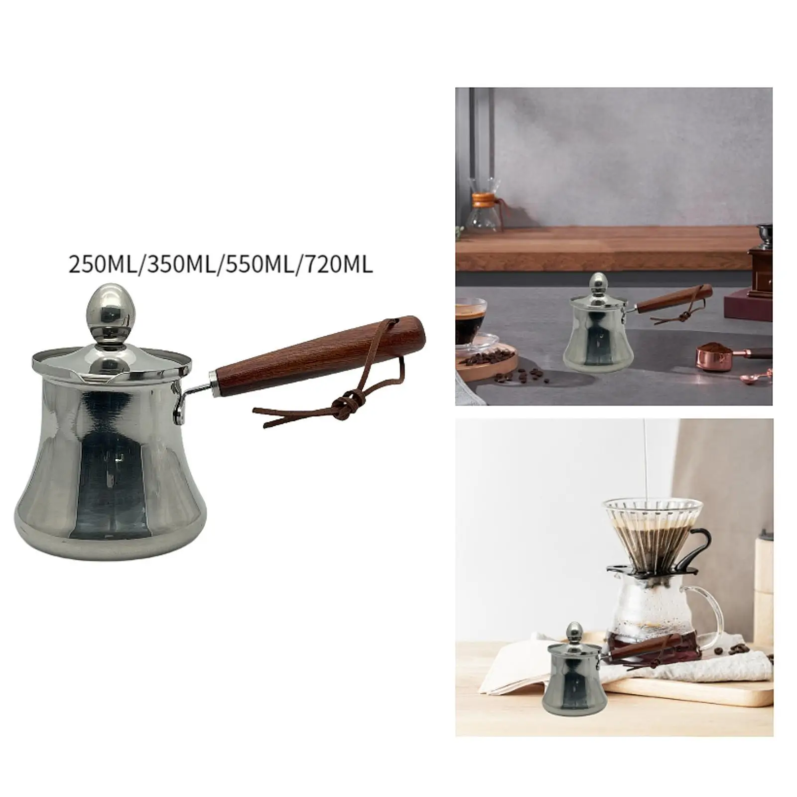 وعاء ذوبان القهوة التركية مع غطاء بمقبض خشبي مع موقد صنبور #1