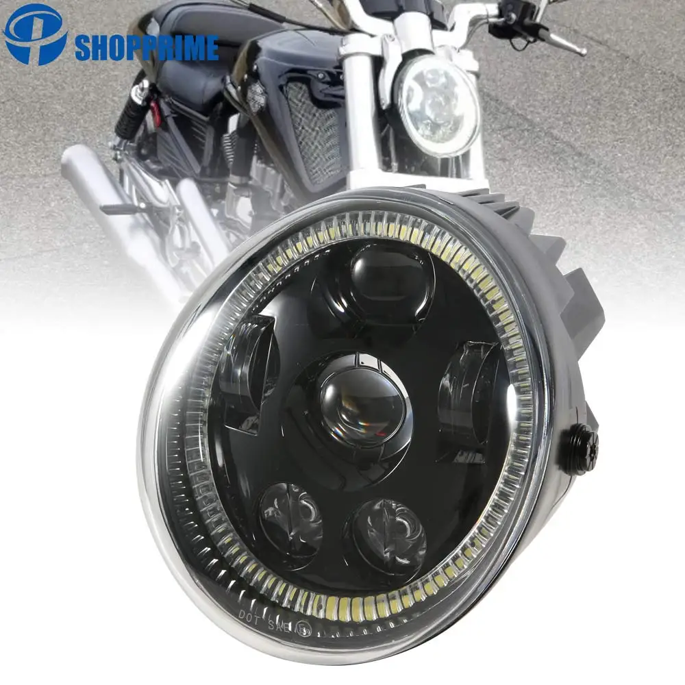 

For Motorcycle V Rod Led Headlights With Daytime Running Light White Halo Ring For Vrod VRSC/V-ROD Oval Headlamp 60W