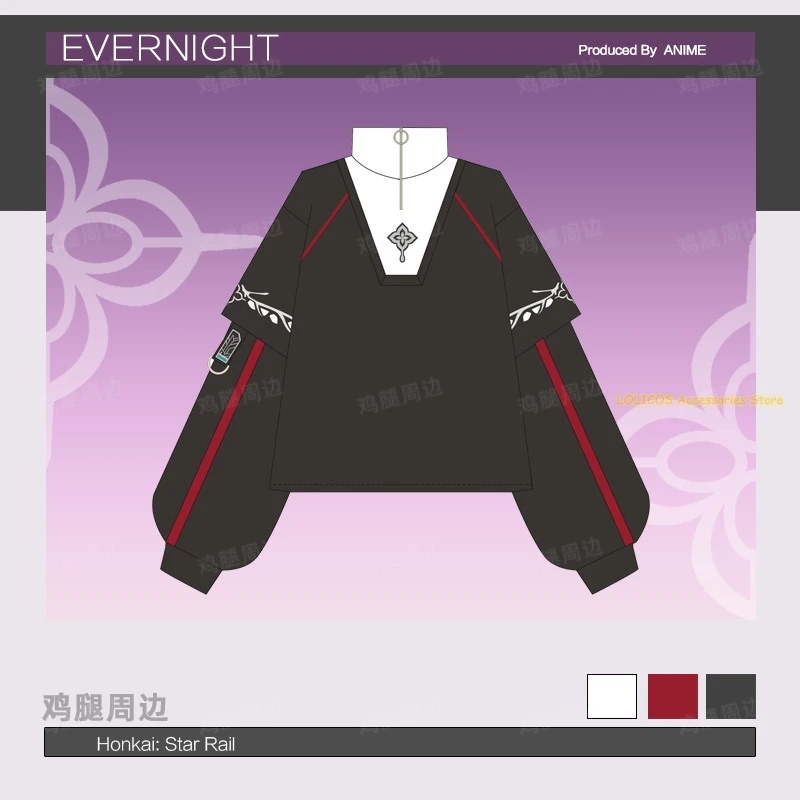 Game Evernight Honkai: Star Rail Autumn Winter Unisex Wind Coat Cosplay Costume Windbreaker Jacket Hoodie Tops Skirt Suit view 4