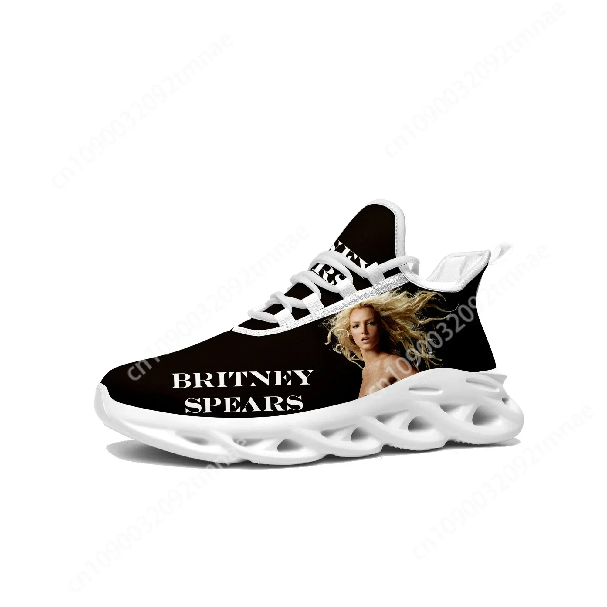 Britney Spears Flat Sneakers para homens e mulheres, tênis esportivos, calçado de malha branca, personalizado, Lace Up Sneaker, alta qualidade