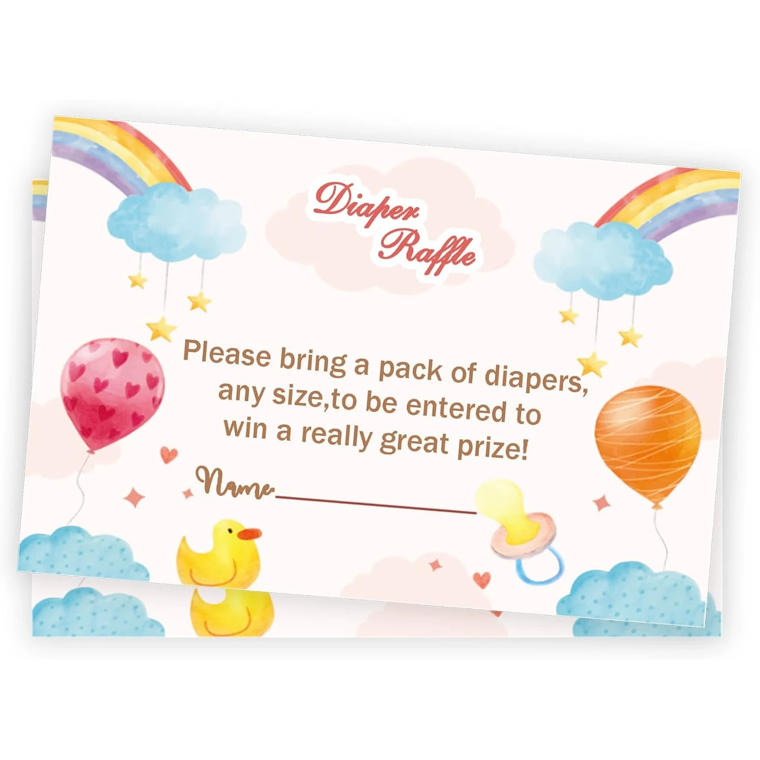 50pcs Diaper and Wipes Raffle Tickets 3.5×2 Inch Invitation Insert Game Activity Card Special Card