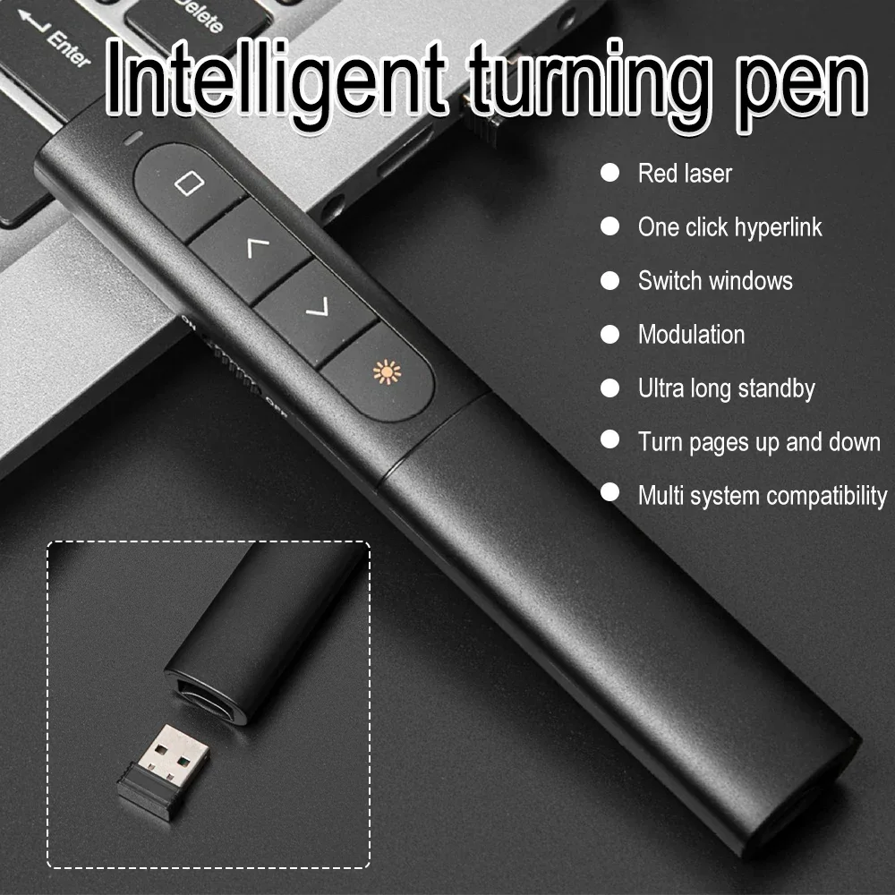 

ZLRLMHY 2.4GHz USB Page Red Light Turning Pen Wireless Presenter Pointer RC Flip Pen For PPT Presentation Slide Advancer