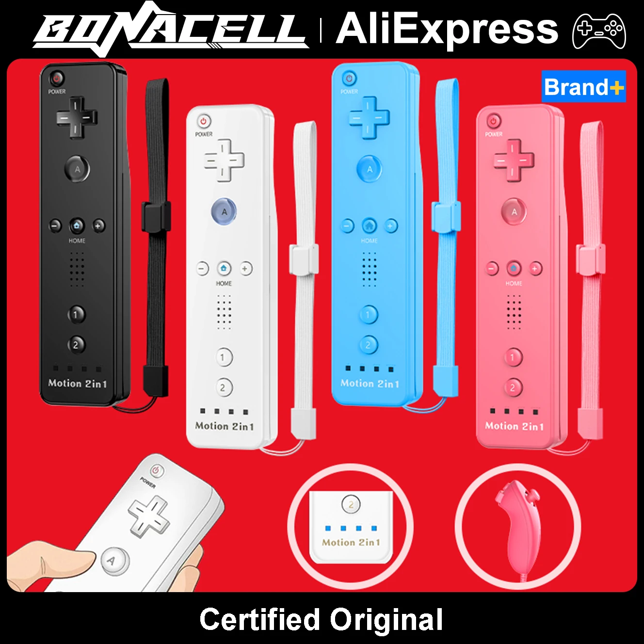 

2 in 1 For Nintendo Wii Wireless Controller Set Motion Plus Gamepad Joystick Silicone Case Gaming Remote Control Accessories