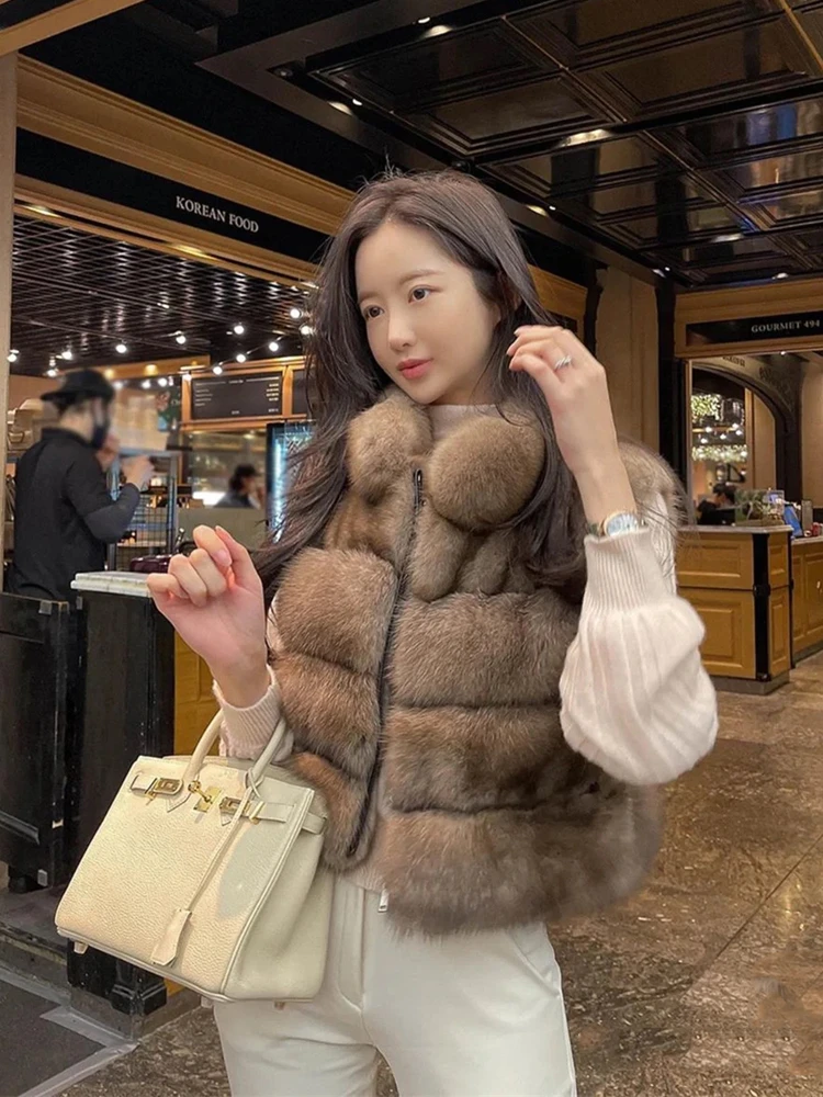 2024 Autumn and Winter Fujia Qianjin Zibeline Fur Vest Women Elegant Socialite Occupied Outerwear Environmental Protection Fu...