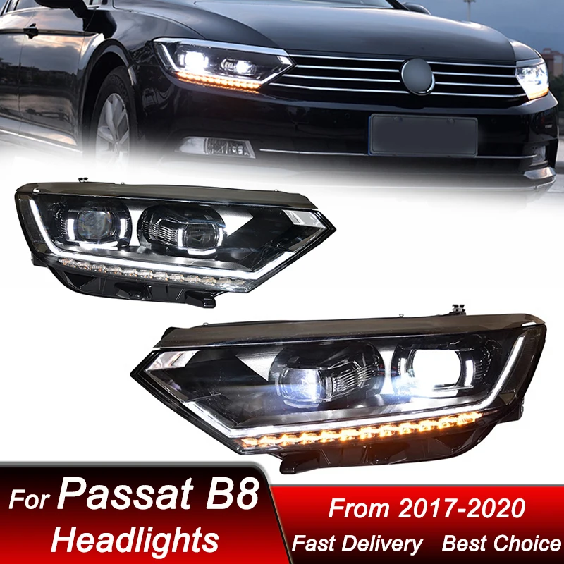 Car Headlights For Volkswagen Passat Magotan B8 2017-2020 to high full LED Auto Headlamp Assembly Projector Lens Accessories Kit