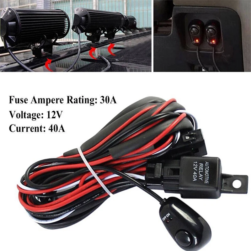 12V 40A Remote Control Wiring Harness Strobe Switch Relay LED Fog Light Bar Kit