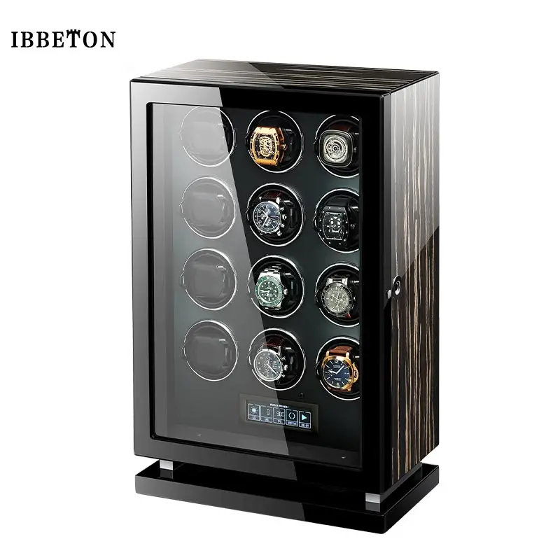 

Watch Winder For Automatic Watches 12 Slots LCD Touch Screen Automatic Winding Box 12 Watches Fingerprint Unlock