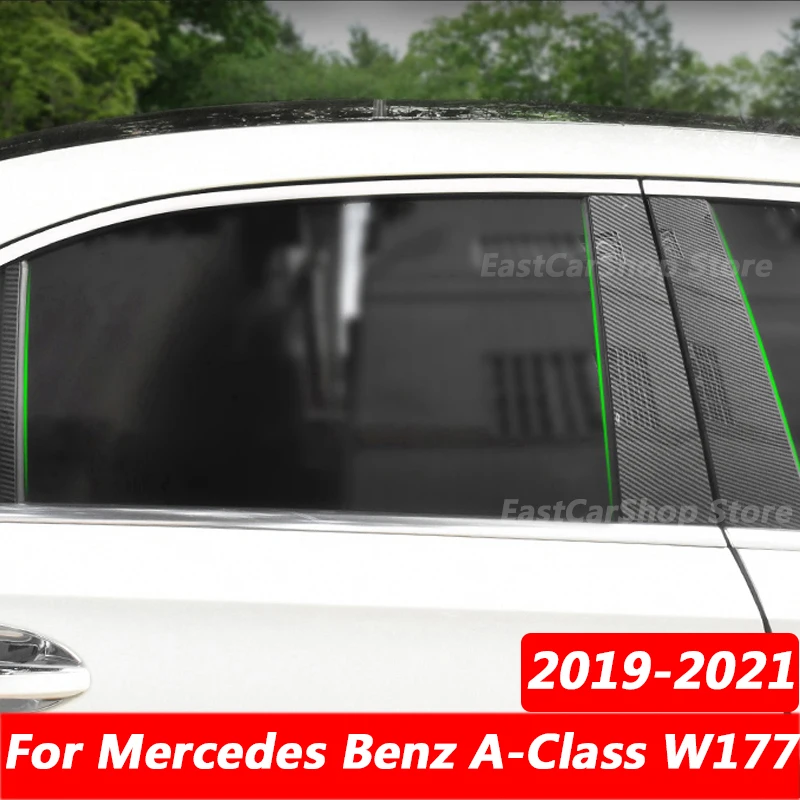 

For Mercedes Benz A-Class W177 2019 2020 2021 Car Door Window Middle Column Decoration Protection Strip PC Stickers Accessories