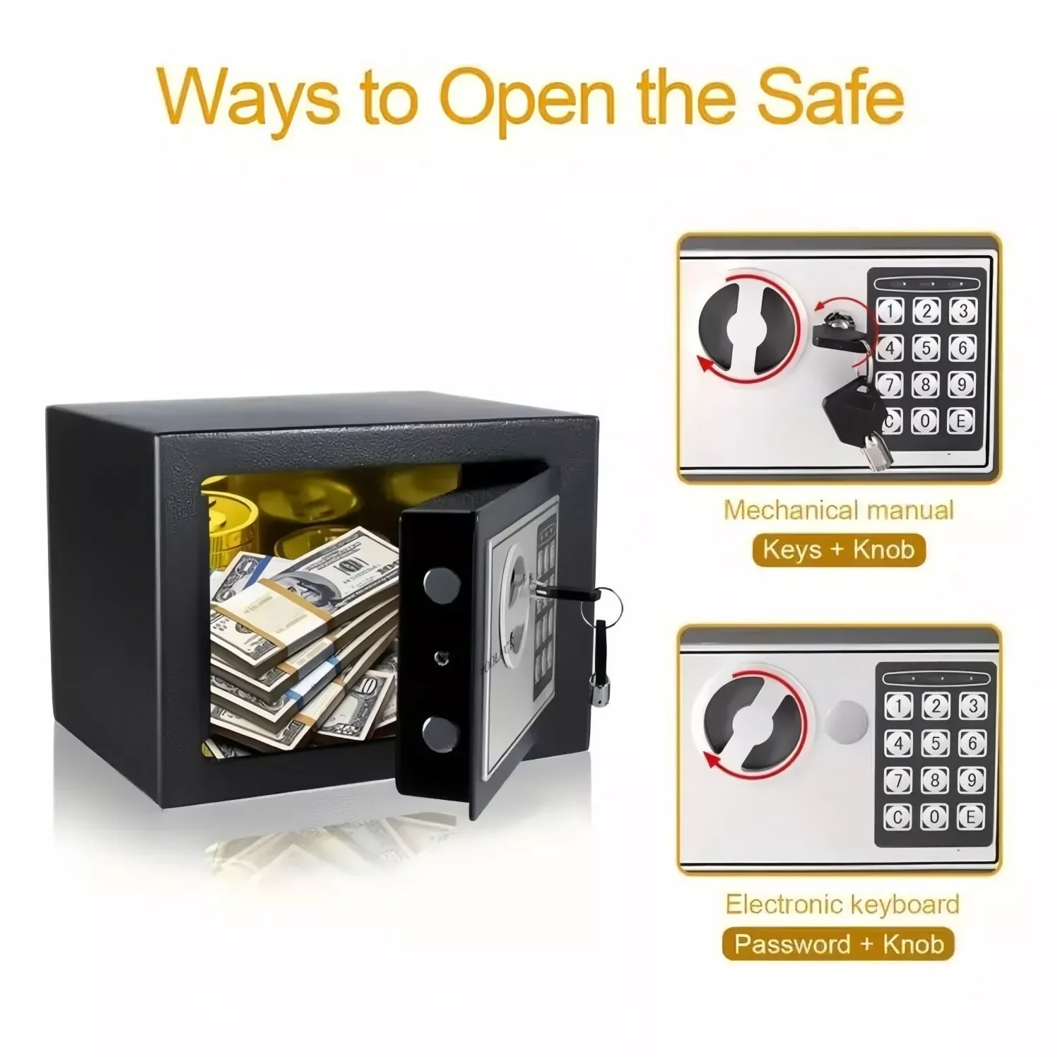 Digital Electronic Safe Box Keypad Lock Security Box Fireproof Lock Box Electronic Lock Small Lockable Storage Household Cabinet