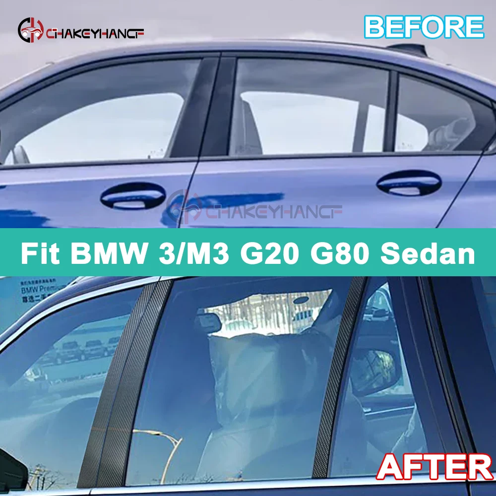 For BMW 3 M3 G20 G80 Sedan 2019-2026 Carbon Fiber B-pillar Trim Window Pillar Post Decal Car Exterior Styling Tuning Accessories