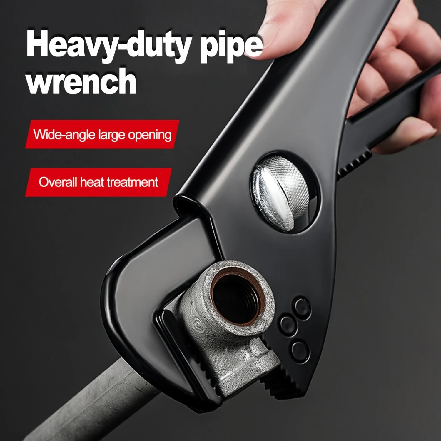 

Многофункциональный разводной трубный ключ, металлическая конструкция, механическая работа, эргономичная изогнутая ручка, широкая губка