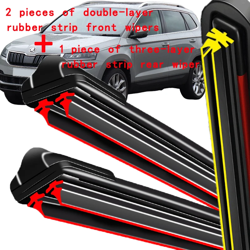 

For Skoda Karoq 2017-2023 2018 2019 2020 2021 2022 Wiper Front & Rear Wiper Blades Windshield Windscreen Window 26"+18"+13"