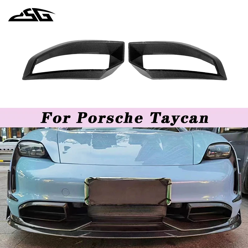 Carbon Fiber Front Bumper Air Vent Mesh Grille Vent Splitter Trim Cover For Porsche Taycan Body Kit Car Accessories