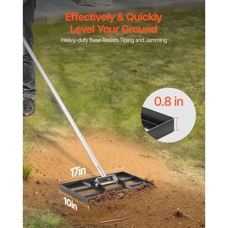 Lawn Leveling Rake with Handle Ground Plate Rust-Resistant Carbon Steel Soil Leveler Effort Saving Lawn Leveling for Yard