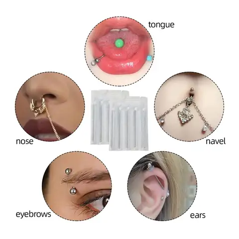 100PCS Ago per piercing al corpo 6G 8G 12G 13G 14G 15G 16G 17G 18G 20G Acciaio chirurgico Sterile Usa e getta Orecchio Naso Ombelico Tettarelle da biberon Labbro