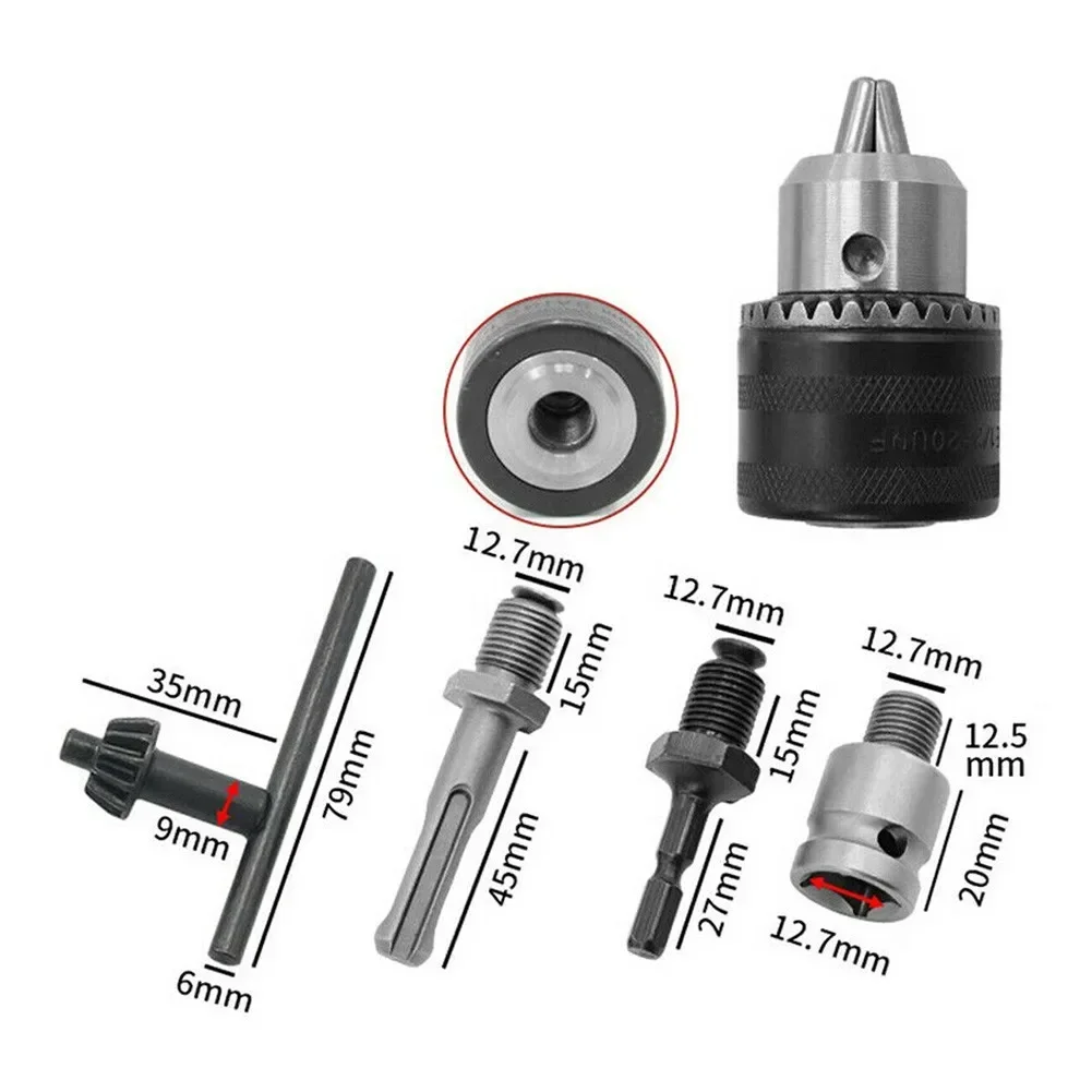 

High Quality Useful New Practical Drill Chuck Rotary SDS Shank 1.5-13mm 1/2" 5Pcs Adapter Duty Hammer Heavy Plus