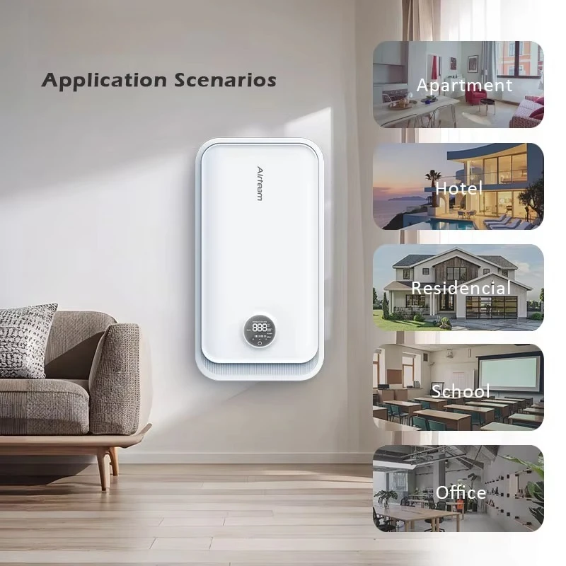 Wall-mounted  Ductless ERV Energy Recovery Ventilator with Voc Sensor or Pm2.5 air Quality Sensor Auto Control Inside Room Air