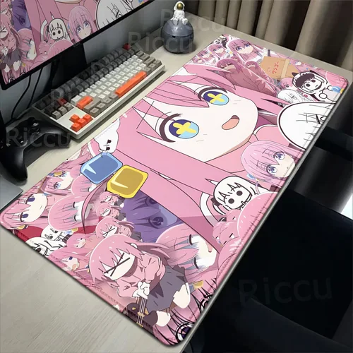 Alfombrilla de ratón con estampado HD de Anime Bocchi The Rock, alfombrilla de ratón grande para juegos, alfombrilla de goma para ratón de ordenador, accesorios de borde de bloqueo antideslizantes